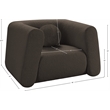 Pemberly Row Contemporary Boucle Fabric Chair with Ball Pillows in Rich Brown