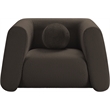 Pemberly Row Contemporary Boucle Fabric Chair with Ball Pillows in Rich Brown