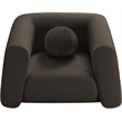 Pemberly Row Contemporary Boucle Fabric Chair with Ball Pillows in Rich Brown