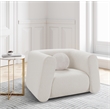 Pemberly Row Contemporary Boucle Fabric Chair with Ball Pillows in Rich Cream