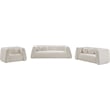 Pemberly Row Contemporary Boucle Fabric Chair with Ball Pillows in Rich Cream