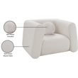Pemberly Row Contemporary Boucle Fabric Chair with Ball Pillows in Rich Cream