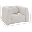 Pemberly Row Contemporary Boucle Fabric Chair with Ball Pillows in Rich Cream