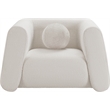 Pemberly Row Contemporary Boucle Fabric Chair with Ball Pillows in Rich Cream