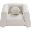 Pemberly Row Contemporary Boucle Fabric Chair with Ball Pillows in Rich Cream