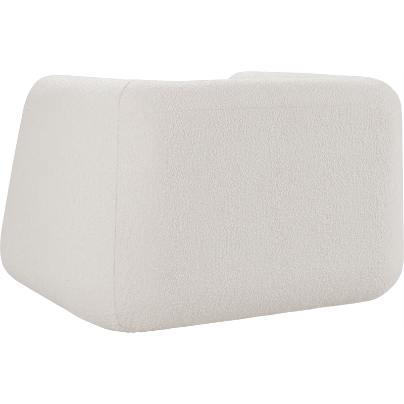 Pemberly Row Contemporary Boucle Fabric Chair with Ball Pillows in Rich Cream