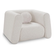 Pemberly Row Contemporary Boucle Fabric Chair with Ball Pillows in Rich Cream