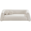 Pemberly Row Contemporary Boucle Fabric Sofa with Ball Pillows in Rich Cream