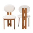 Pemberly Row Cream Fabric and Brown Wood 2-Piece Dining Chair Set