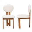 Pemberly Row Cream Fabric and Brown Wood 2-Piece Dining Chair Set