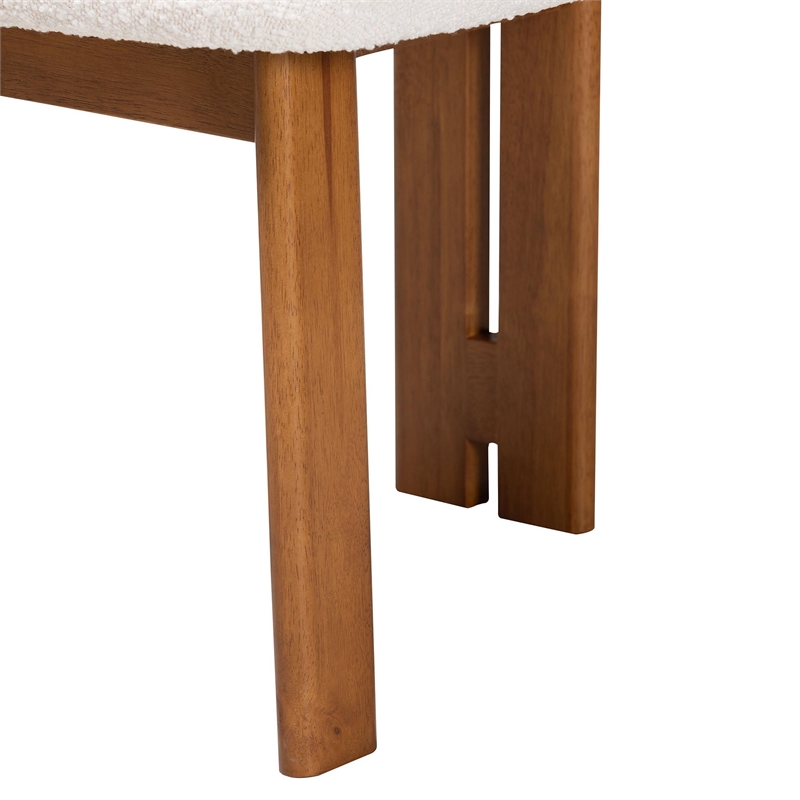 Pemberly Row Cream Fabric and Brown Wood 2-Piece Dining Chair Set