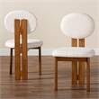 Pemberly Row Cream Fabric and Brown Wood 2-Piece Dining Chair Set