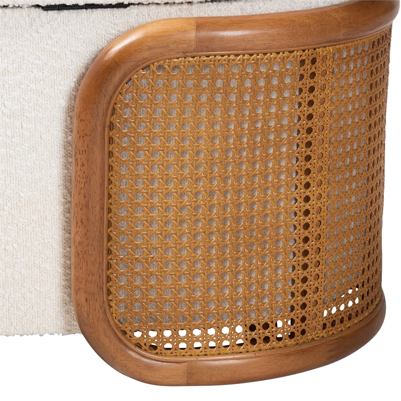 Pemberley Row Boucle Cream Storage Bench Oval Lift-Top 48