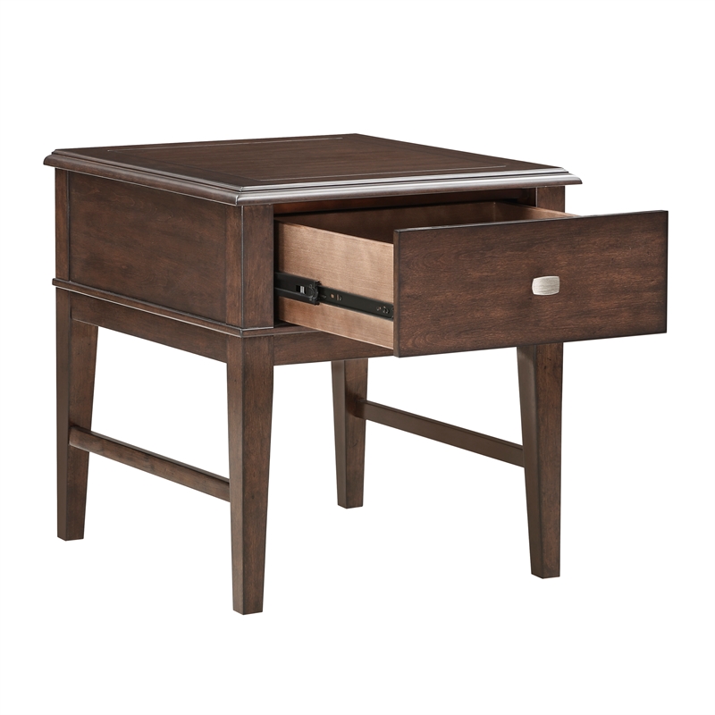 Pemberly Row Modern / Contemporary Wood End Table in Brown Finish