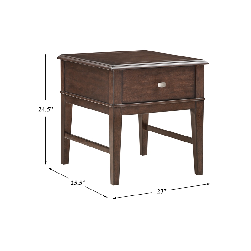 Pemberly Row Modern / Contemporary Wood End Table in Brown Finish