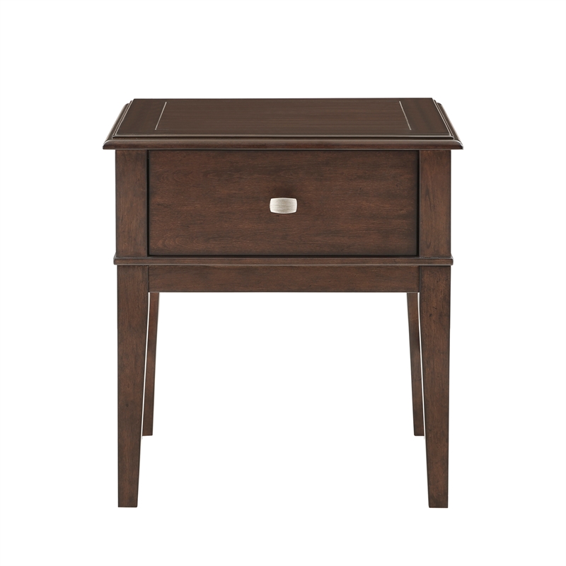 Pemberly Row Modern / Contemporary Wood End Table in Brown Finish