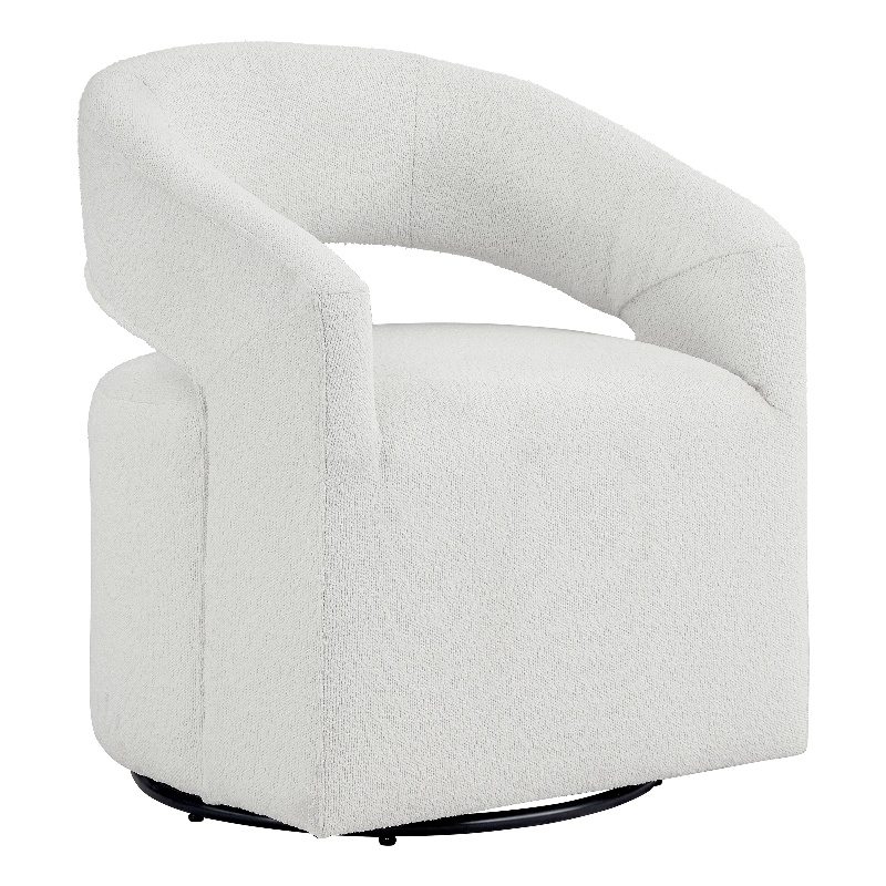 Pemberley Row Fabric White Armchair Round Swivel 32.75