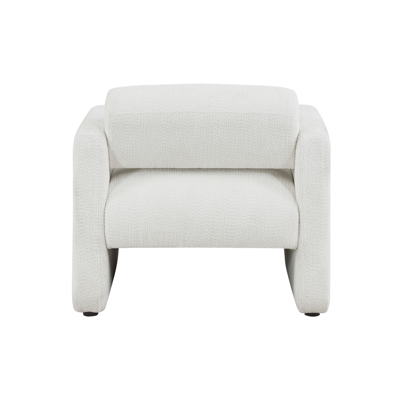 Pemberly Row Contemporary Fabric Armchair with Rounded Corners in White