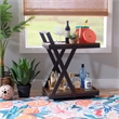 Pemberly Row Dark Rustic Wood 2 Level Rolling Bar Cart with Metal Frame in Black
