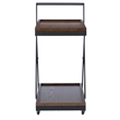 Pemberly Row Dark Rustic Wood 2 Level Rolling Bar Cart with Metal Frame in Black