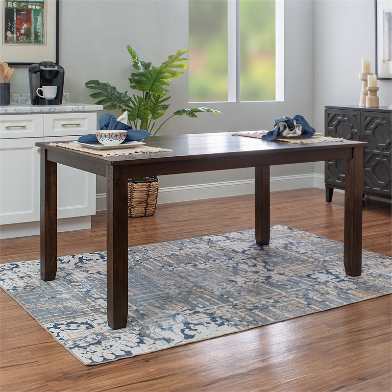 Pemberly Row Rustic Wood 6 Pcs Upholstered Dining Set 4 Chairs & Bench in Brown
