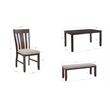 Pemberly Row Rustic Wood 6 Pcs Upholstered Dining Set 4 Chairs & Bench in Brown