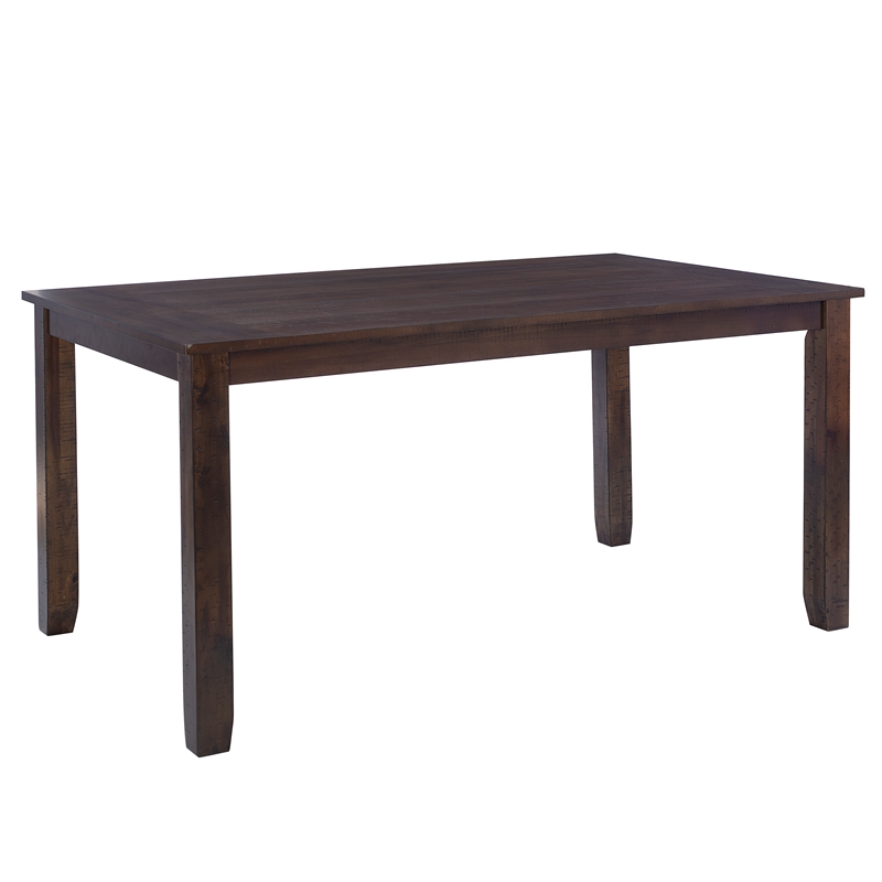 Pemberly Row Rustic Wood 6 Pcs Upholstered Dining Set 4 Chairs & Bench in Brown