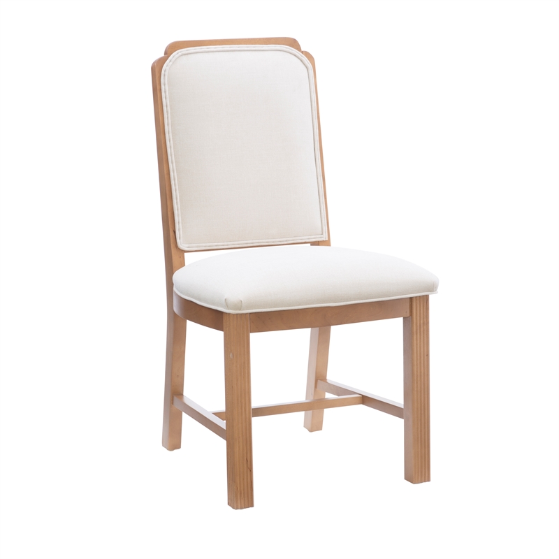 Pemberly Row Solid Beechwood Set of 2 Padded Back and Seat Side Chairs in Brown