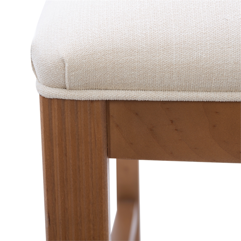 Pemberly Row Solid Beechwood Set of 2 Padded Back and Seat Side Chairs in Brown