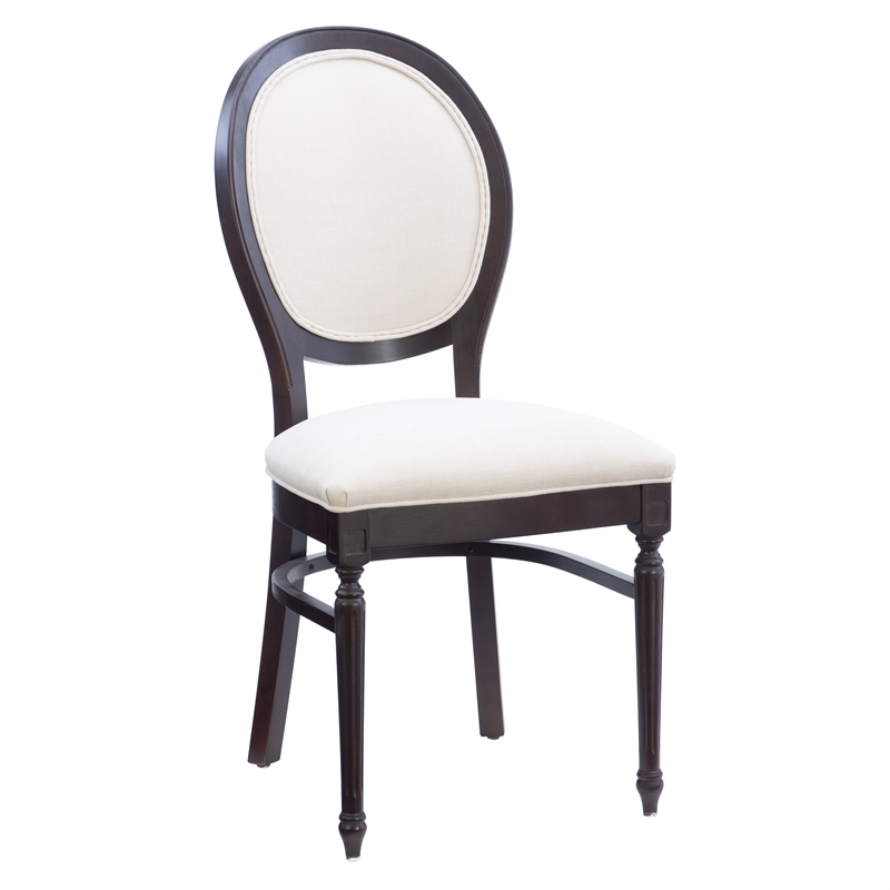 Pemberly Row Beechwood Set of 2 Padded Back and Seat Side Chairs in Dark Brown