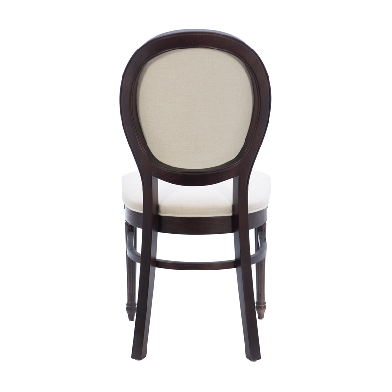 Pemberly Row Beechwood Set of 2 Padded Back and Seat Side Chairs in Dark Brown