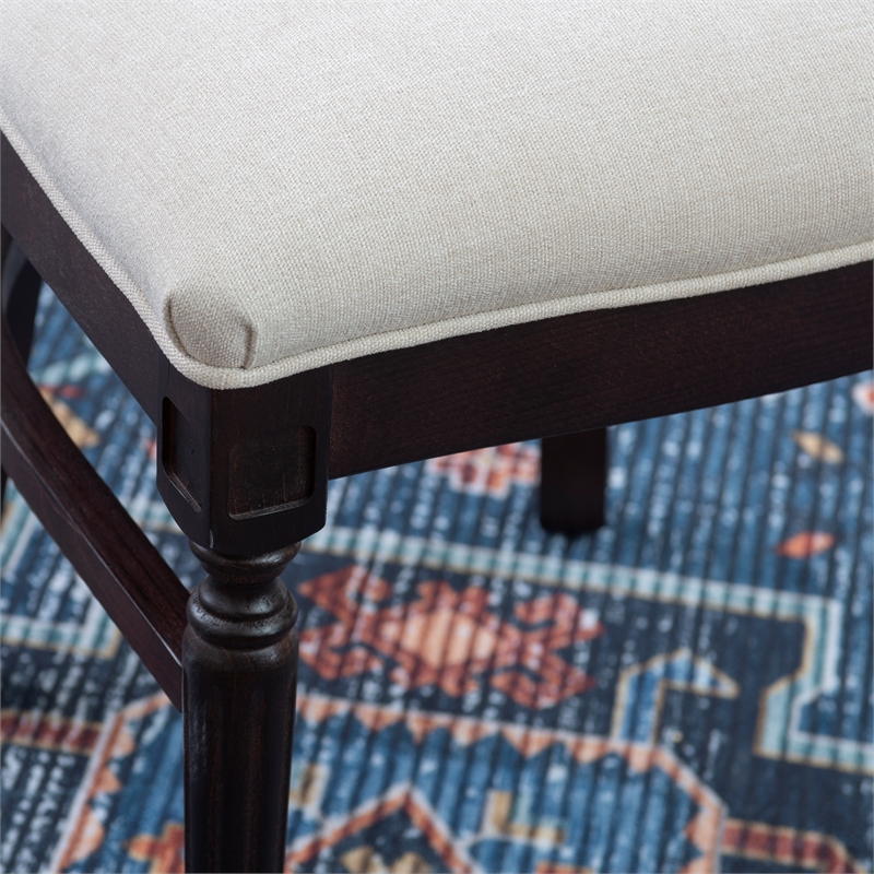 Pemberly Row Beechwood Set of 2 Padded Back and Seat Side Chairs in Dark Brown