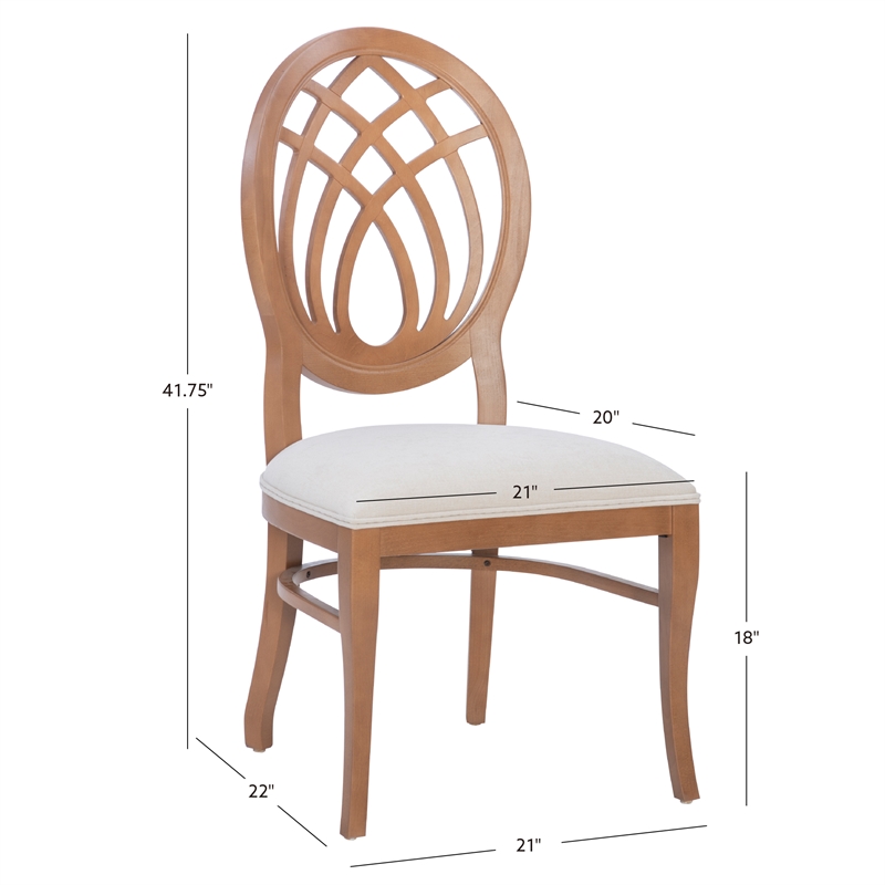 Pemberly Row Beechwood Ornamental Backrest Set of 2 Dining Chairs in Light Brown
