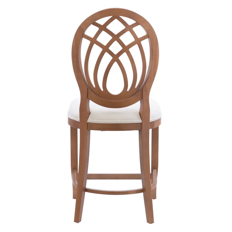 Pemberly Row Beechwood Ornamental Backrest Set of 2 Counter Stool in Light Brown