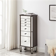 Pemberly Row 6-Drawer Wood Jewelry Armoire with Flip Top in Walnut Brown/Cream
