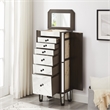 Pemberly Row 6-Drawer Wood Jewelry Armoire with Flip Top in Walnut Brown/Cream