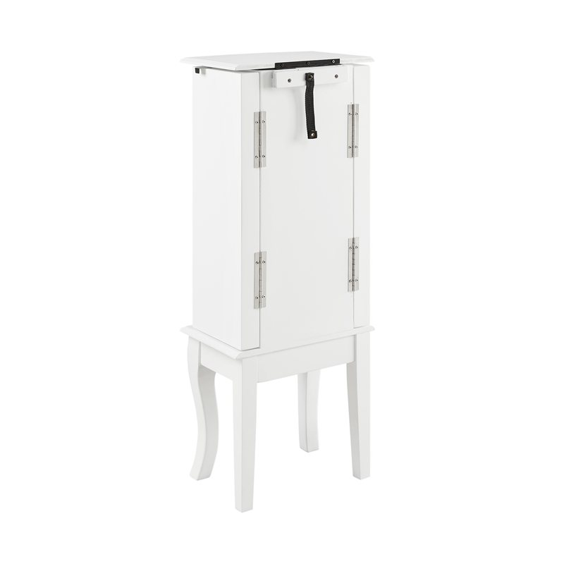 Pemberly Row 4-Drawer Wood Jewelry Armoire with Flip Top in White/Blue