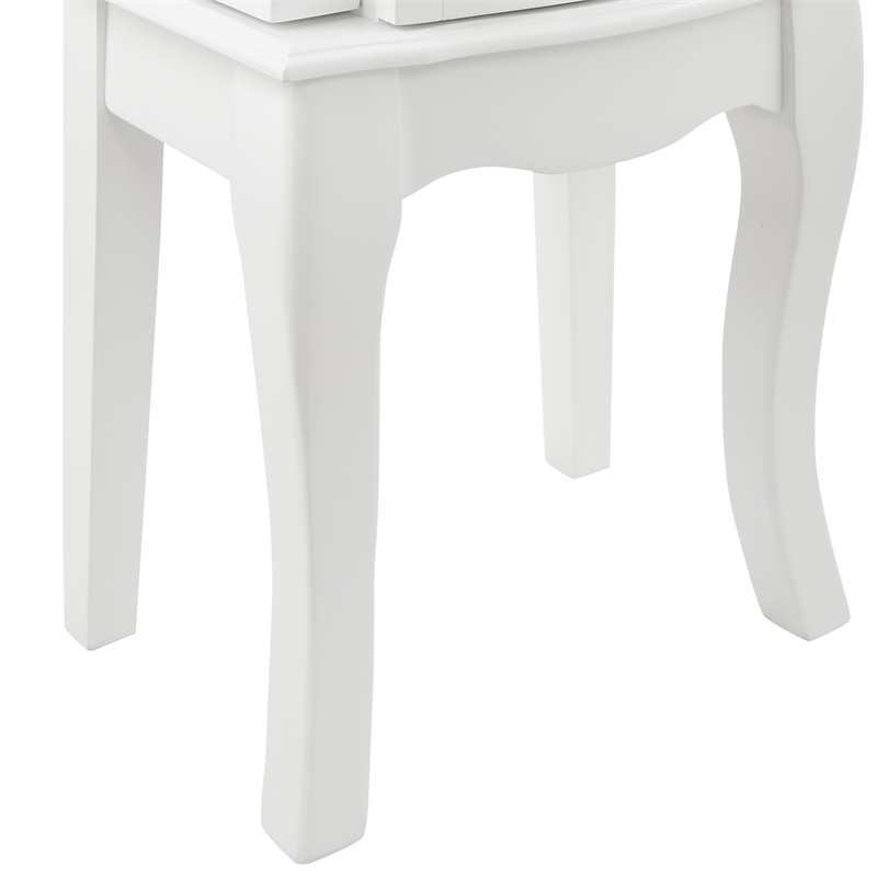 Pemberly Row 4-Drawer Wood Jewelry Armoire with Flip Top in White/Blue