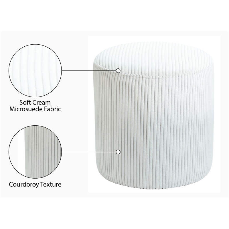 Pemberly Row Modern / Contemporary Soft Microsuede Fabric Cream Ottoman / Stool