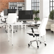 Pemberly Row 60W x 30D Computer Desk with Metal Legs in White - Engineered Wood
