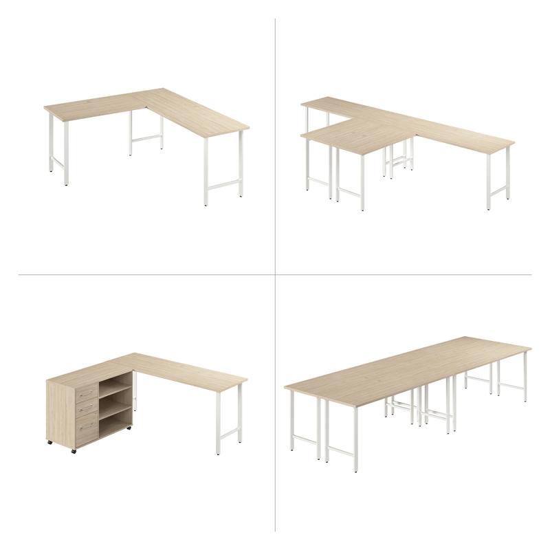 Pemberly Row Engineered Wood 72W x 24D Computer Desk w/ Metal Legs - Natural Elm