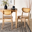 Pemberly Row Oak Brown Finished Wood and Rattan 2-Piece Dining Chair Set