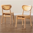 Pemberly Row Oak Brown Finished Wood and Rattan 2-Piece Dining Chair Set