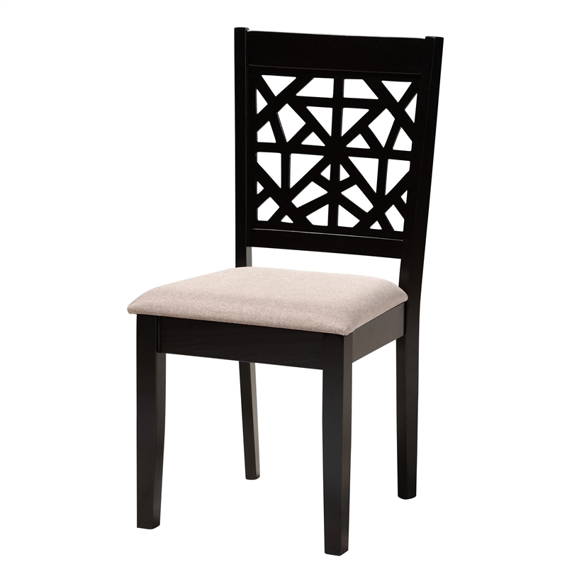 Pemberly Row 5-Piece Modern Fabric/Wood Dining Set in Dark Brown/Beige