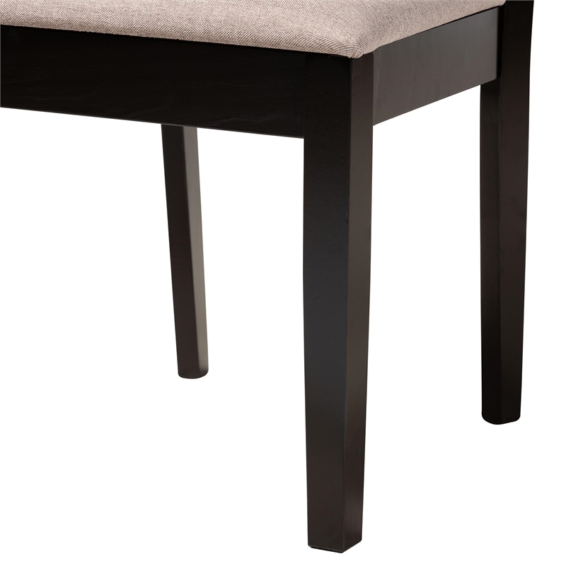 Pemberly Row 5-Piece Modern Fabric/Wood Dining Set in Dark Brown/Beige