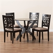 Pemberly Row 5-Piece Modern Fabric/Wood Dining Set in Dark Brown/Beige