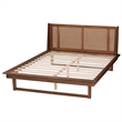 Pemberly Row Contemporary Wood Queen Size Platform Bed in Walnut Brown