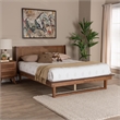 Pemberly Row Contemporary Wood Queen Size Platform Bed in Walnut Brown