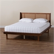 Pemberly Row Contemporary Wood Queen Size Platform Bed in Walnut Brown