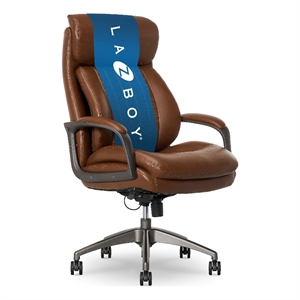 Pemberly Row Modern Faux Leather Executive Office Chair in Cognac Brown
